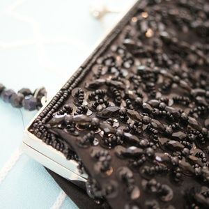 Black sequined clutch